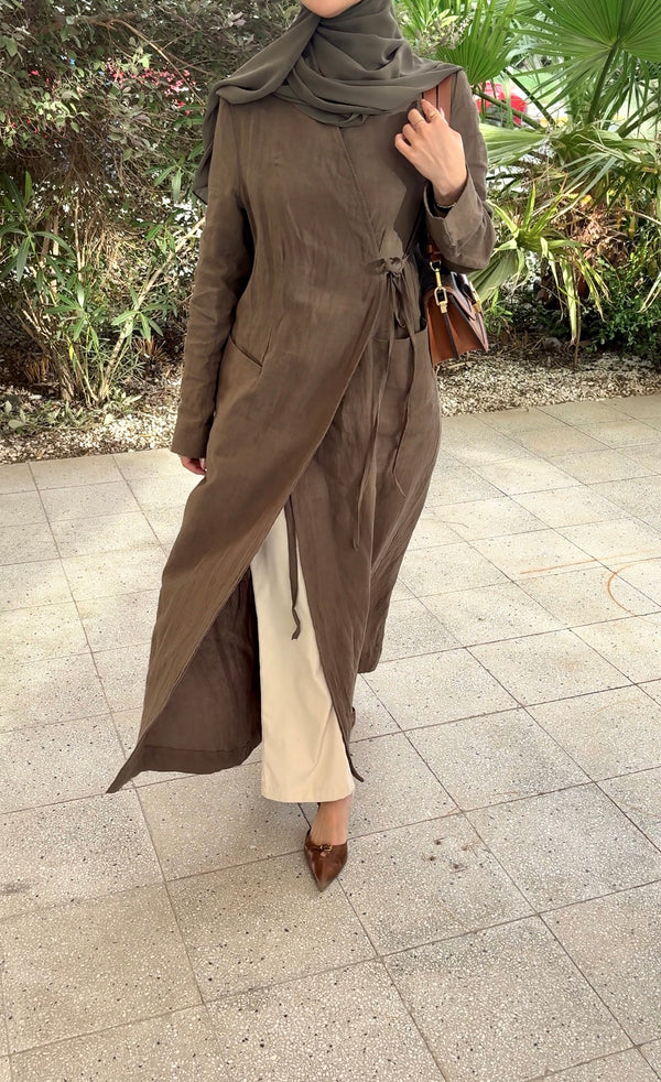 PURE WASHED LINEN WRAP KIMONO
