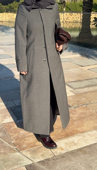 SINGLE-BREASTED WOOL BLEND COAT ABAYA
